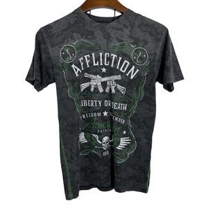 AFFLICTION Freedom Defender Gray Camo Contrast Stitch T-Shirt‎ Size Medium